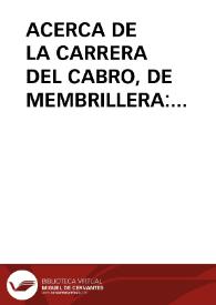 ACERCA DE LA CARRERA DEL CABRO, DE MEMBRILLERA: POSIBLES PARALELISMOS / Lopez De Los Mozos, José Ramón | Biblioteca Virtual Miguel de Cervantes
