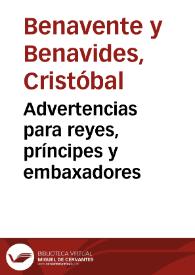 Advertencias para reyes, príncipes y embaxadores | Biblioteca Virtual Miguel de Cervantes