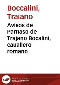 Avisos de Parnaso de Trajano Bocalini, cauallero romano | Biblioteca Virtual Miguel de Cervantes