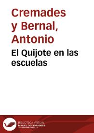 El Quijote en las escuelas | Biblioteca Virtual Miguel de Cervantes