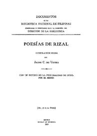 Poesías de Rizal / compilación hecha por Jaime C. de Veyra, con un estudio de la personalidad de Rizal por el mismo | Biblioteca Virtual Miguel de Cervantes