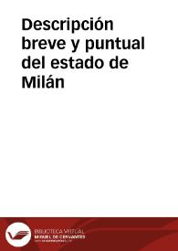 Descripción breve y puntual del estado de Milán | Biblioteca Virtual Miguel de Cervantes