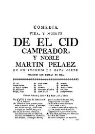 Vida, y muerte de El Cid Campeador, y noble Martin Pelaez | Biblioteca Virtual Miguel de Cervantes