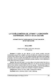 La teoría semiótica de Lotman y la dimensión sistemática del texto y de la cultura / Mirko Lampis | Biblioteca Virtual Miguel de Cervantes