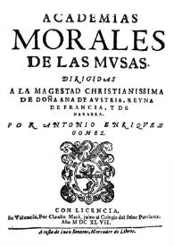 Academias morales de las musas ... / por Antonio Enríquez Gómez | Biblioteca Virtual Miguel de Cervantes
