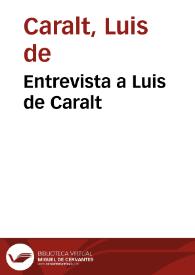 Entrevista a Luis de Caralt (Luis de Caralt Editor) | Biblioteca Virtual Miguel de Cervantes