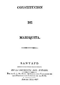 Constitución política del Estado de Mariquita, 1815 | Biblioteca Virtual Miguel de Cervantes