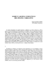Sobre el sistema fonemático del español normativo / Ángel Alonso-Cortés | Biblioteca Virtual Miguel de Cervantes