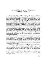 La ambigüedad en la literatura medieval española / Alan Deyermond | Biblioteca Virtual Miguel de Cervantes