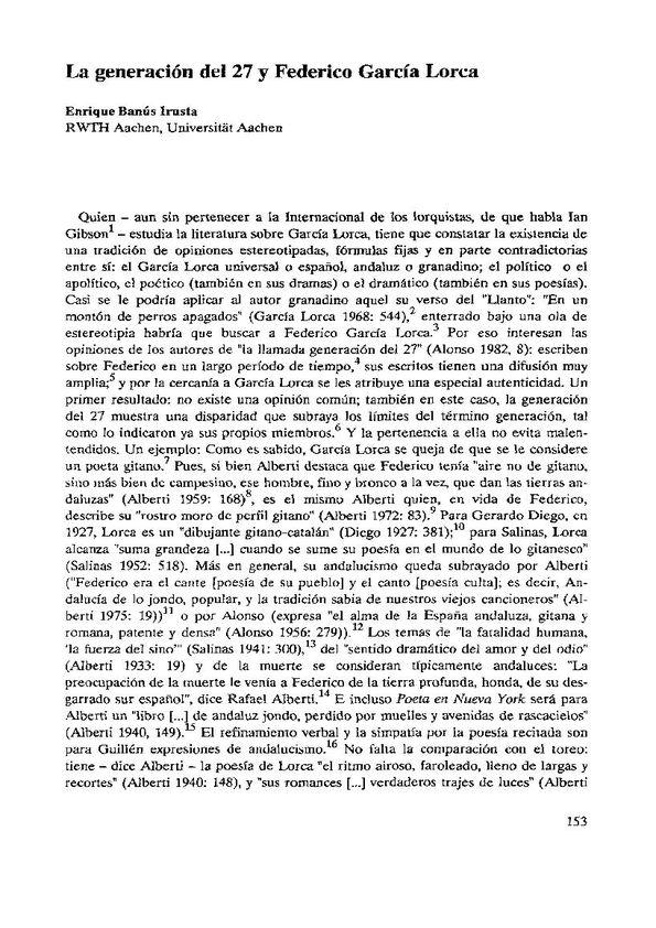 La generación del 27 y Federico García Lorca  / Enrique Banús Irusta | Biblioteca Virtual Miguel de Cervantes