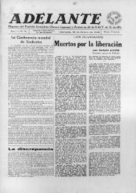 Adelante : Órgano del Partido Socialista Obrero Español de B.-du-Rh. (Marsella). Año I, núm. 16, 28 de enero de 1945 | Biblioteca Virtual Miguel de Cervantes