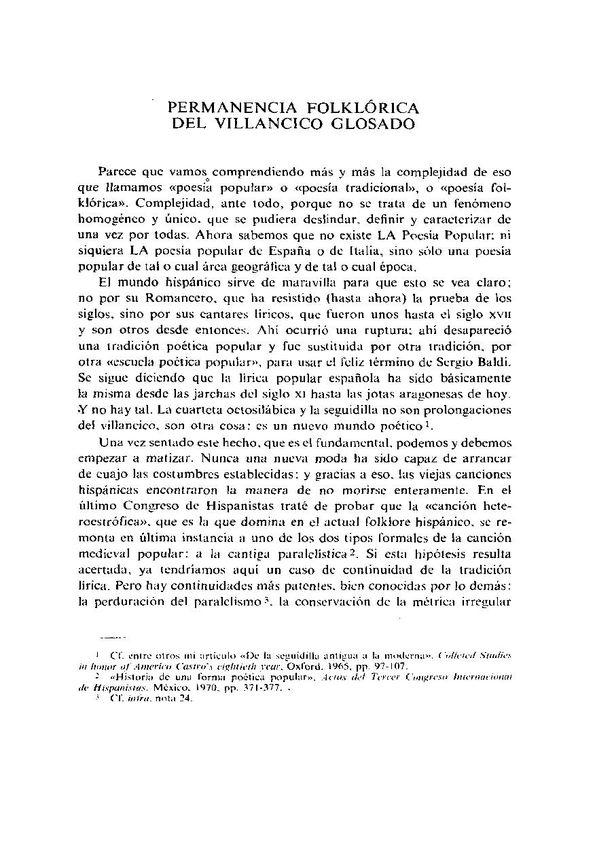Permanencia folklórica del villancico glosado  / Margit Frenk Alatorre | Biblioteca Virtual Miguel de Cervantes
