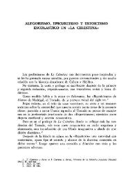 Alegorismo, epicureismo y estoicismo escolástico en "La Celestina"  / D. W. McPheeters | Biblioteca Virtual Miguel de Cervantes