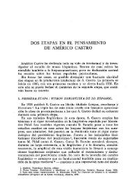 Dos etapas en el pensamiento de Américo Castro  / Guillermo Araya | Biblioteca Virtual Miguel de Cervantes