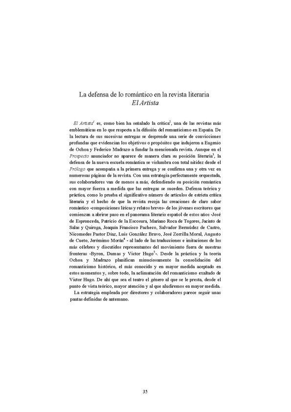 La defensa de lo romántico en la revista literaria "El Artista" / M.ª de los Ángeles Ayala | Biblioteca Virtual Miguel de Cervantes