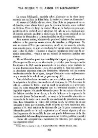 "La mujer y el amor de Menandro" / Bernardo Perea Morales | Biblioteca Virtual Miguel de Cervantes