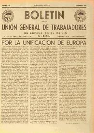 Portada:U.G.T. : Boletín de la Unión General de Trabajadores de España en Francia. Núm. 119, septiembre de 1954