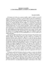 Presentación: Cuestionando el canon galdosiano / Germán Gullón | Biblioteca Virtual Miguel de Cervantes
