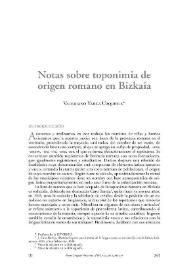 Notas sobre toponimia de origen romano en Bizkaia / Valeriano Yarza Urquiola | Biblioteca Virtual Miguel de Cervantes
