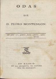 Odas / de D. Pedro Montengon | Biblioteca Virtual Miguel de Cervantes
