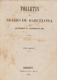 Folletín del Diario de Barcelona de avisos y noticias. Tomo quinto | Biblioteca Virtual Miguel de Cervantes