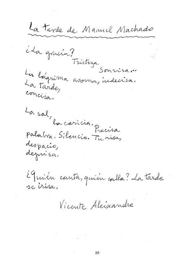 La tarde de Manuel Machado / Vicente Aleixandre | Biblioteca Virtual Miguel de Cervantes