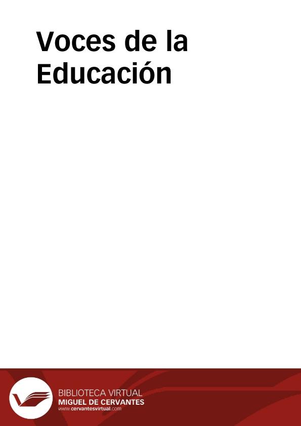 Voces de la Educación | Biblioteca Virtual Miguel de Cervantes
