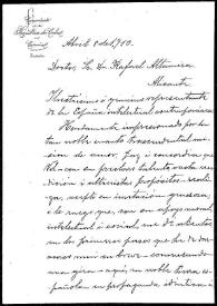 Carta de Aurelio Silveira a Rafael Altamira. Coruña, 8 de abril de 1910  | Biblioteca Virtual Miguel de Cervantes
