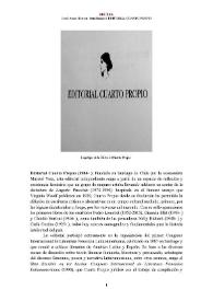 Editorial Cuarto Propio (1984-) [Semblanza] / Carol Arcos Herrera | Biblioteca Virtual Miguel de Cervantes