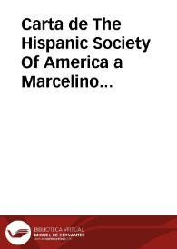 Carta de "The Hispanic Society of America" a Marcelino Menéndez Pelayo. New York, 4 august 1905 | Biblioteca Virtual Miguel de Cervantes