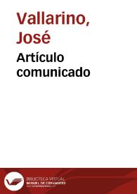 Artículo comunicado | Biblioteca Virtual Miguel de Cervantes