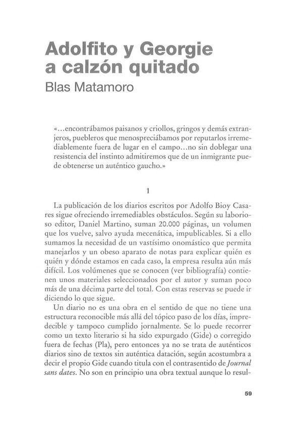Adolfito y George a calzón quitado / Blas Matamoro | Biblioteca Virtual Miguel de Cervantes