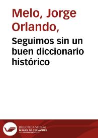 Seguimos sin un buen diccionario histórico | Biblioteca Virtual Miguel de Cervantes