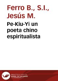 Pe-Kiu-Yi un poeta chino espiritualista | Biblioteca Virtual Miguel de Cervantes