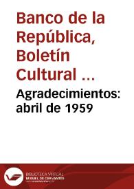 Agradecimientos: abril de 1959 | Biblioteca Virtual Miguel de Cervantes
