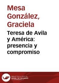 Teresa de Avila y América: presencia y compromiso | Biblioteca Virtual Miguel de Cervantes