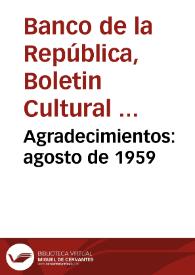 Agradecimientos: agosto de 1959 | Biblioteca Virtual Miguel de Cervantes