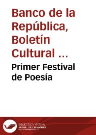 Primer Festival de Poesía | Biblioteca Virtual Miguel de Cervantes