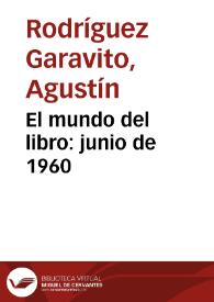 El mundo del libro: junio de 1960 | Biblioteca Virtual Miguel de Cervantes
