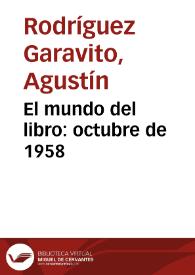 El mundo del libro: octubre de 1958 | Biblioteca Virtual Miguel de Cervantes