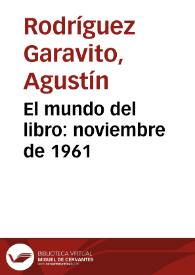El mundo del libro: noviembre de 1961 | Biblioteca Virtual Miguel de Cervantes
