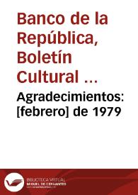 Agradecimientos: [febrero] de 1979 | Biblioteca Virtual Miguel de Cervantes