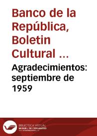 Agradecimientos: septiembre de 1959 | Biblioteca Virtual Miguel de Cervantes
