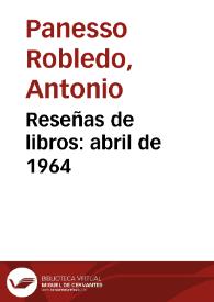 Reseñas de libros: abril de 1964 | Biblioteca Virtual Miguel de Cervantes