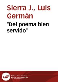 "Del poema bien servido" | Biblioteca Virtual Miguel de Cervantes