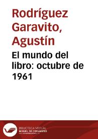 El mundo del libro: octubre de 1961 | Biblioteca Virtual Miguel de Cervantes
