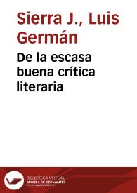 De la escasa buena crítica literaria | Biblioteca Virtual Miguel de Cervantes