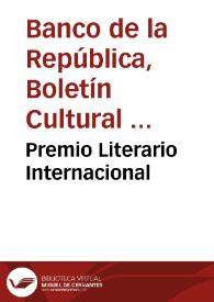 Premio Literario Internacional | Biblioteca Virtual Miguel de Cervantes