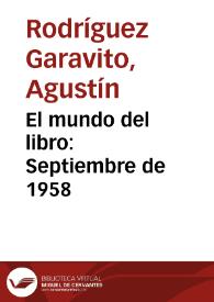 El mundo del libro: Septiembre de 1958 | Biblioteca Virtual Miguel de Cervantes