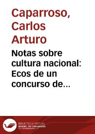 Notas sobre cultura nacional: Ecos de un concurso de poesía | Biblioteca Virtual Miguel de Cervantes